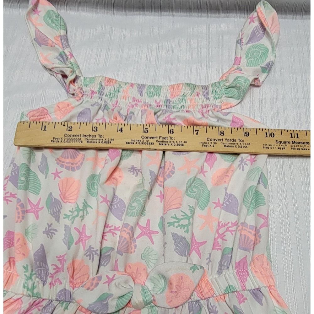 Seashell Starfish Print Romper Pastel Pink Green Purple Girls 6X Little Lass - Picture 5 of 9